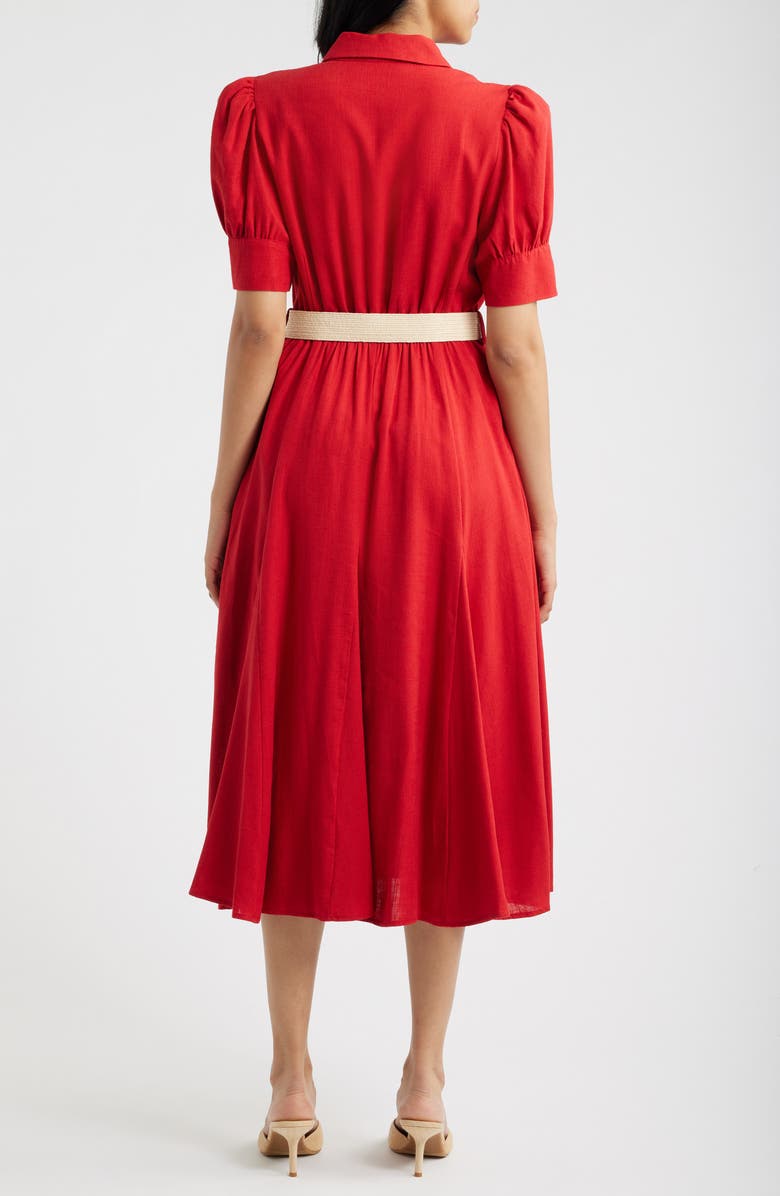 Tahari ASL Fit & Flare Midi Shirtdress, Alternate, color, Baked Red
