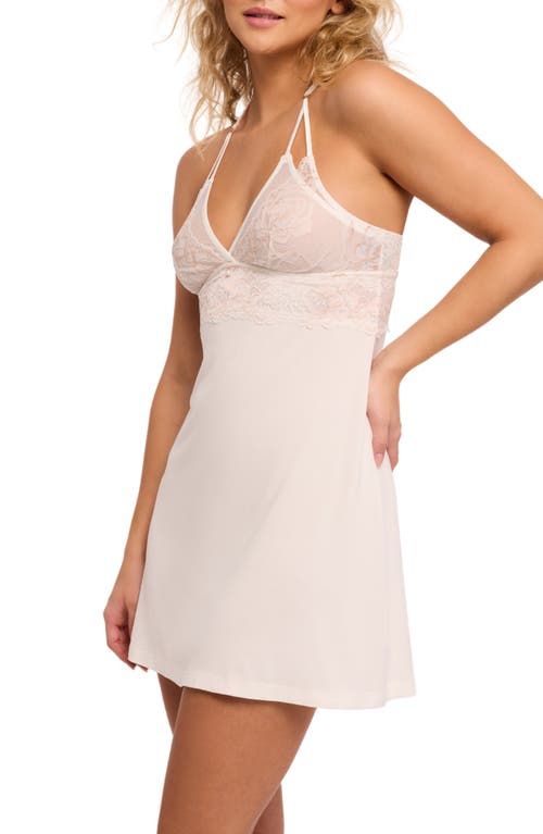 Fleur't Lace Trim Chemise In Chantilly/champagne
