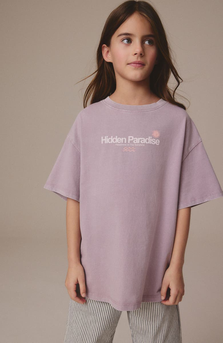 NEXT Kids' Hidden Paradise Oversize Graphic T-Shirt, Alternate, color, Pink