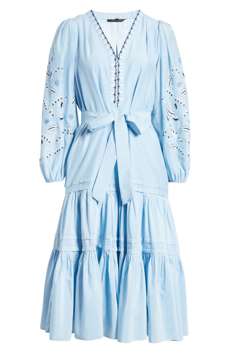 KOBI HALPERIN Kassandra Tie Waist Long Sleeve Poplin Dress, Alternate, color, 