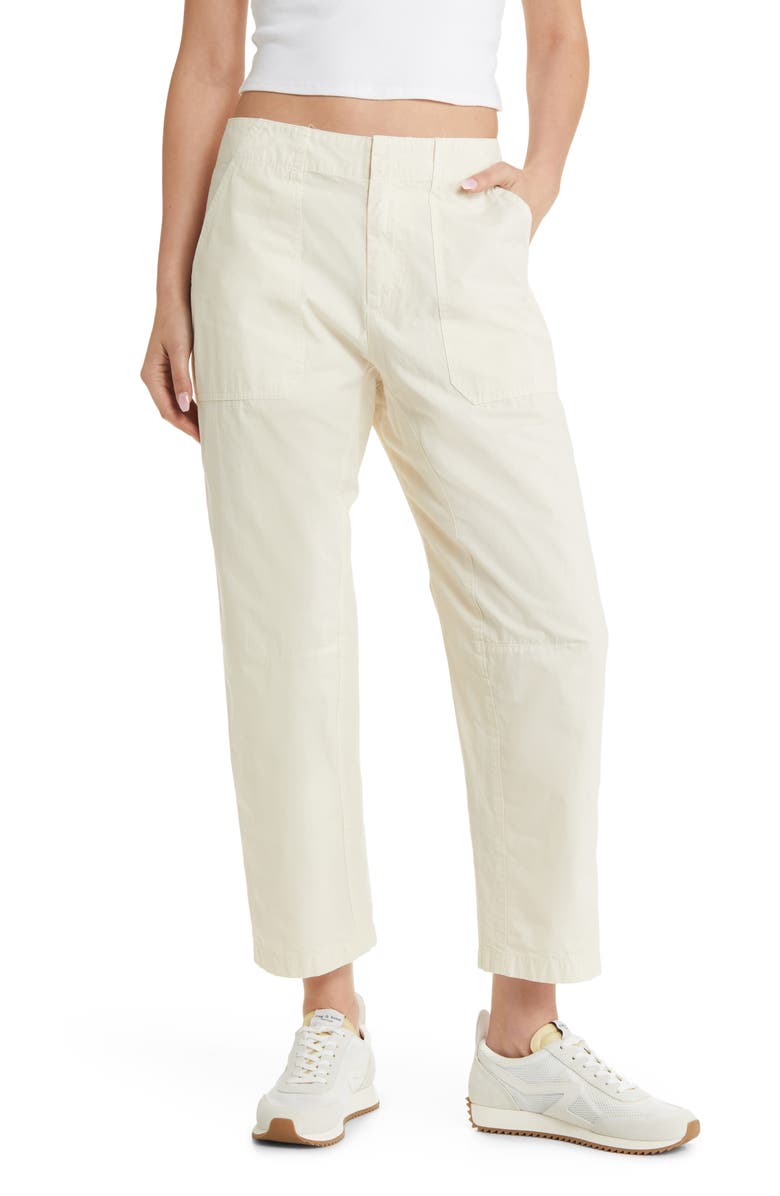 rag & bone Leyton Crop Cotton Work Pants, Main, color, Ivory