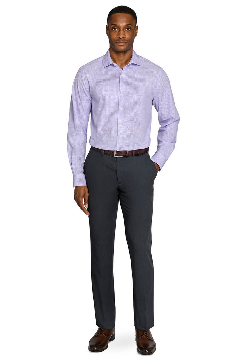 Regular Fit Micromedallion Performance Dress Shirt, Alternate, color, WHITE/ PURPLE