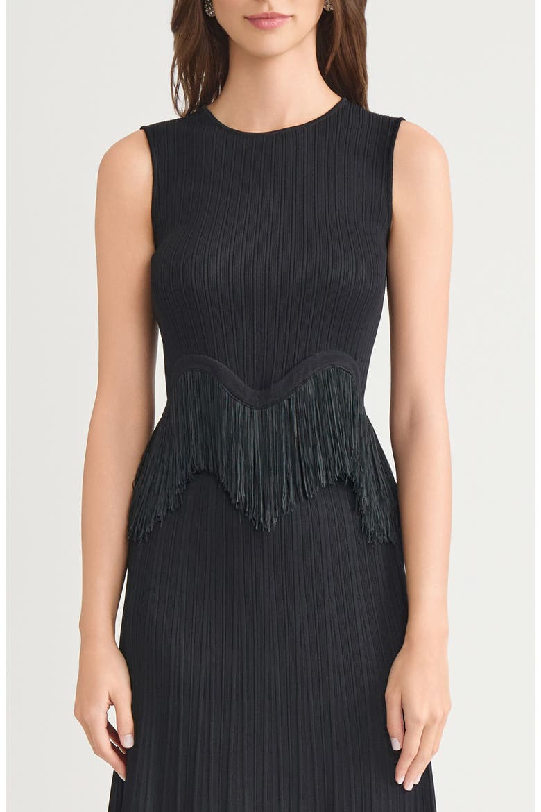 x Lani Lynn Fringe Trim Knit Sleeveless Top, Main, color, BLACK