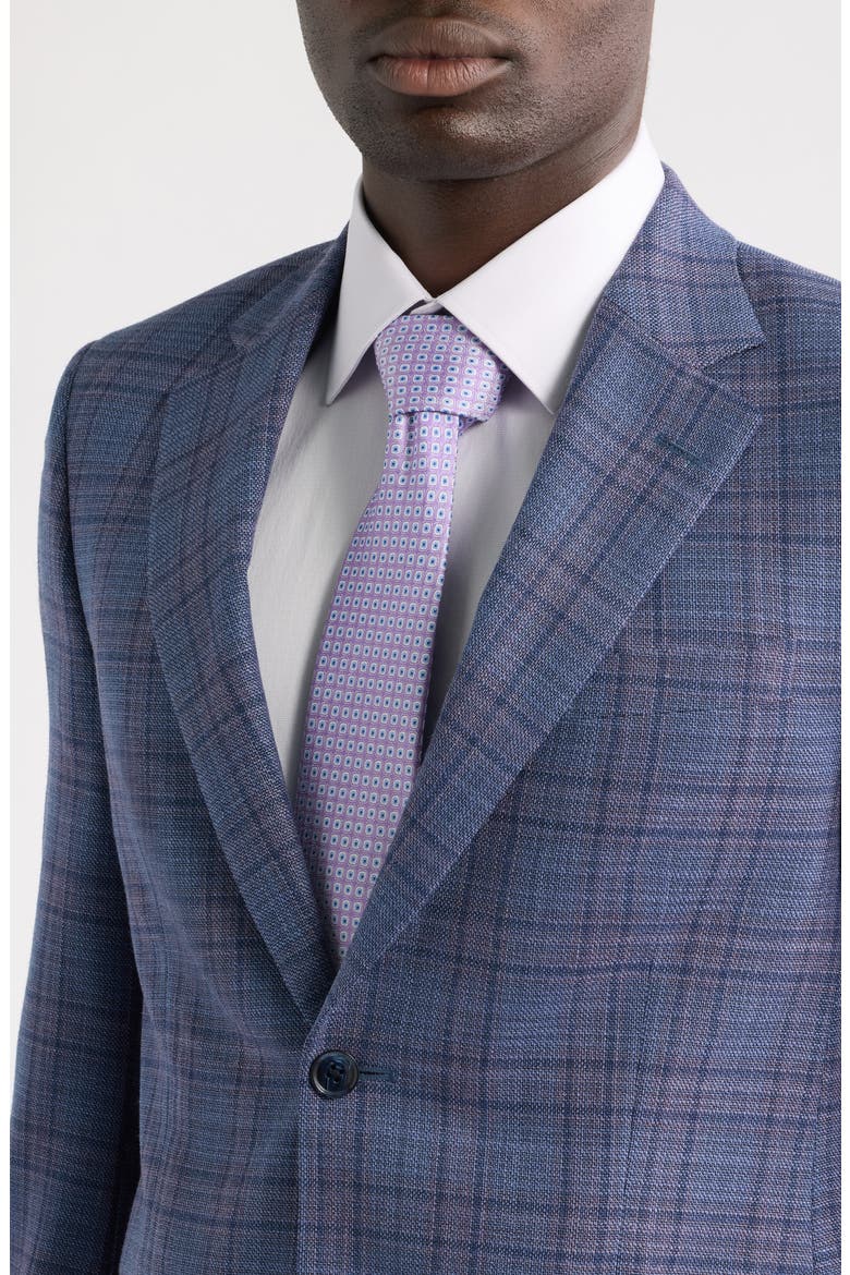 Flynn Classic Fit Medium Blue Plaid Slub Wool Sport Coat, Alternate, color, MEDIUM BLUE