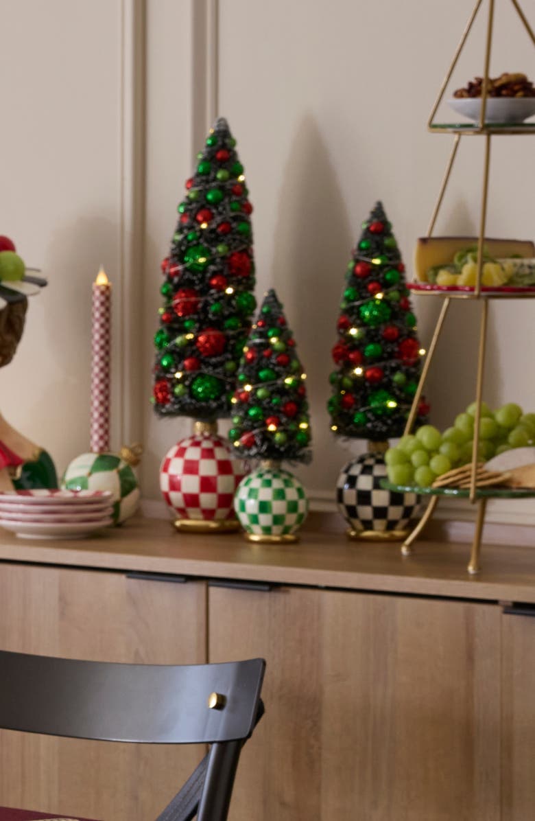 MACKENZIE CHILDS Check It Out Illuminated Small Tree, Alternate, color, Green