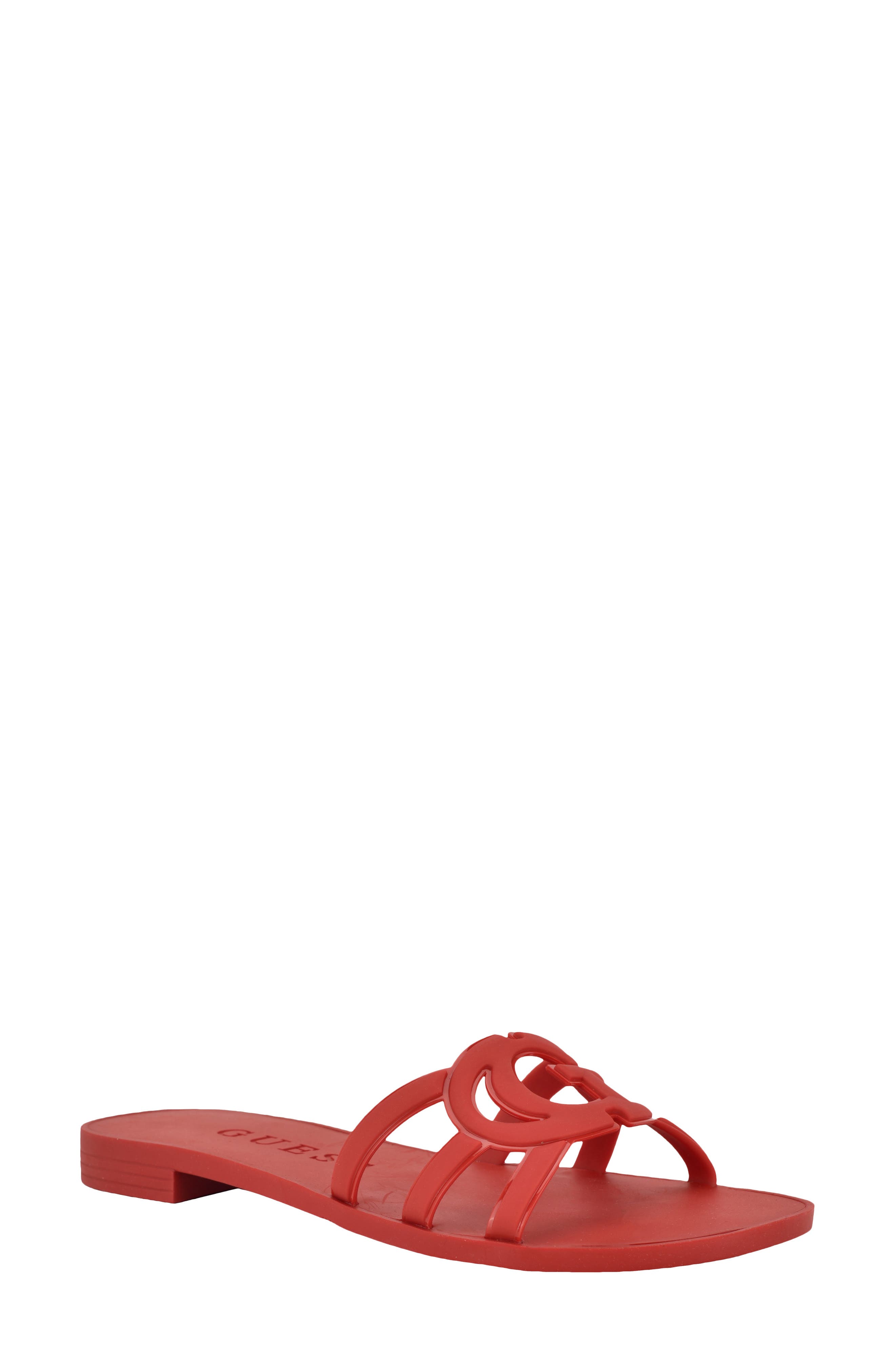 GUESS Elyho Jelly Slide Sandal, Main, color, Medium Red