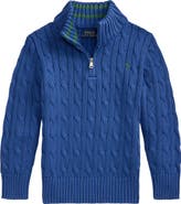 Polo Ralph Lauren Kids' Cable Knit Half Zip Cotton Sweater