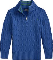 Polo Ralph Lauren Kids' Cable Knit Half Zip Cotton Sweater