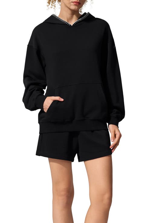 SILKERRY Oversized Seamflow Douceur Stand Collar with Half-Zip Hoodie