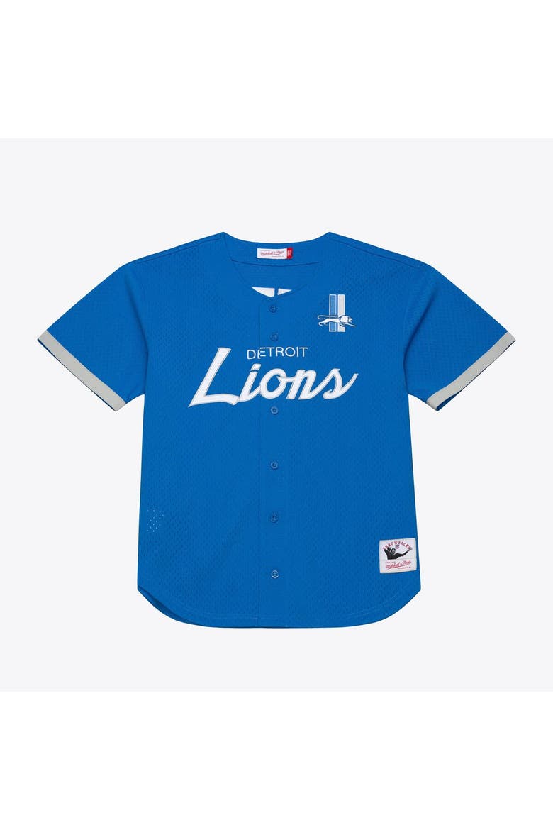 Men's Mitchell & Ness  Blue Detroit Lions Head Coach Mesh Full-Button Fashion Jersey, Main, color, Blue