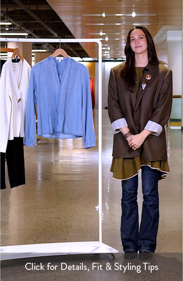 Pintuck Chambray Button-Up Shirt, sales video thumbnail