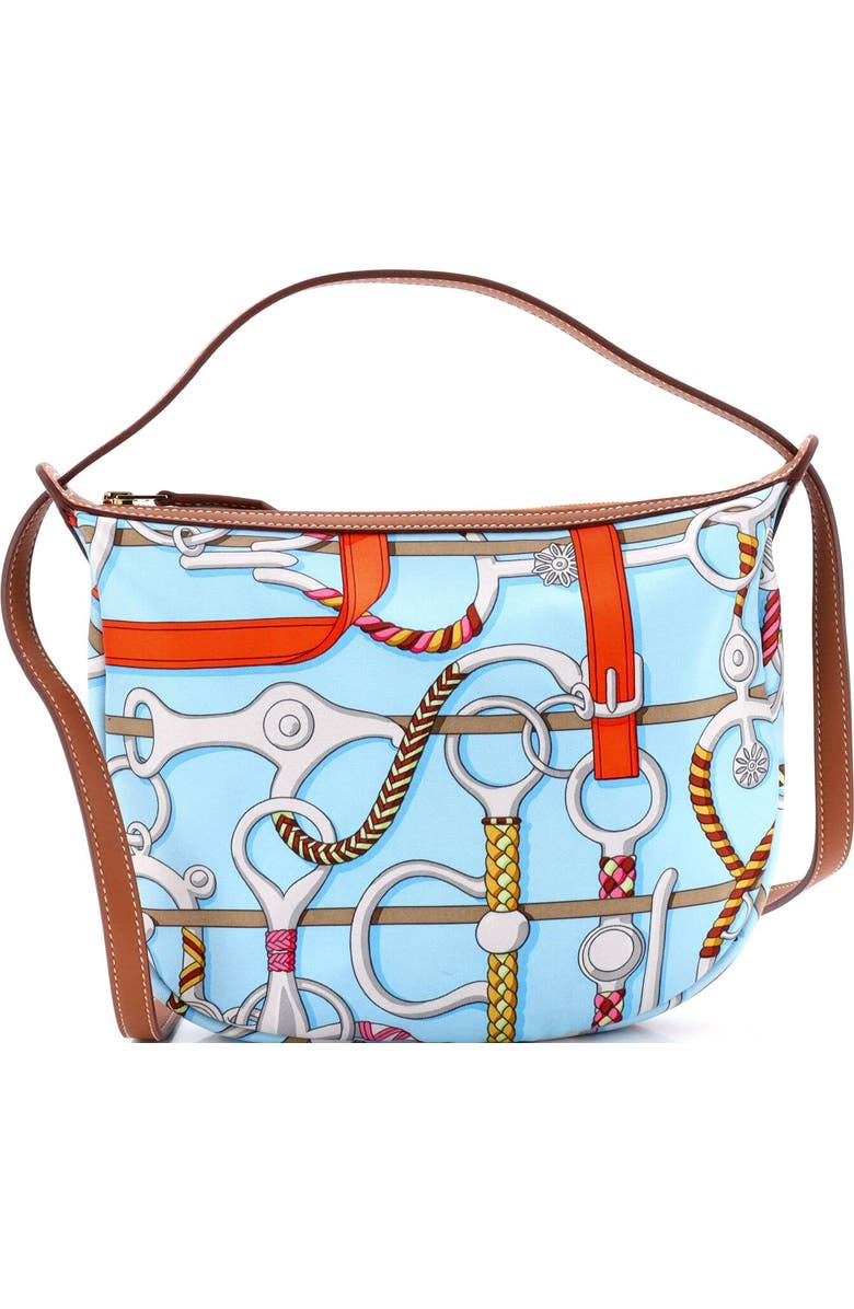 Pre-Owned Hermes Sursoie To Go Pouch Printed Silk and Leather, Main, color, Blue