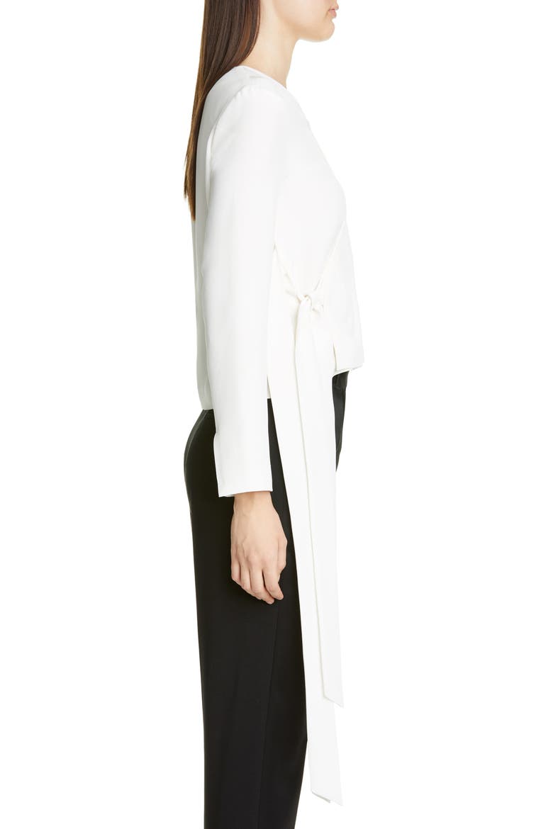 Marquis Silk Faux Wrap Top, Alternate, color, IVORY