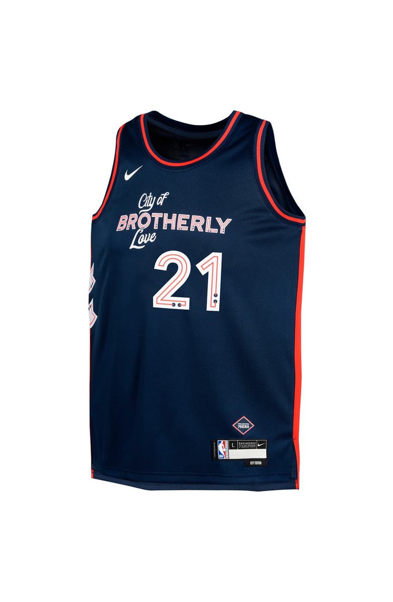 Nike Youth Nike Joel Embiid Navy Philadelphia 76ers Swingman Replica Jersey - City Edition, Alternate, color,