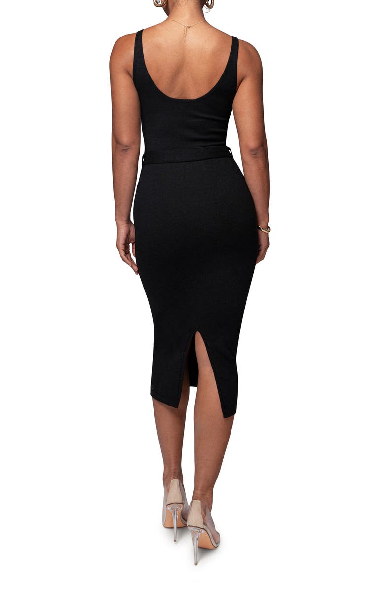 JLUXLABEL Envy Belted Body-Con Midi Sweater Dress, Alternate, color, 
