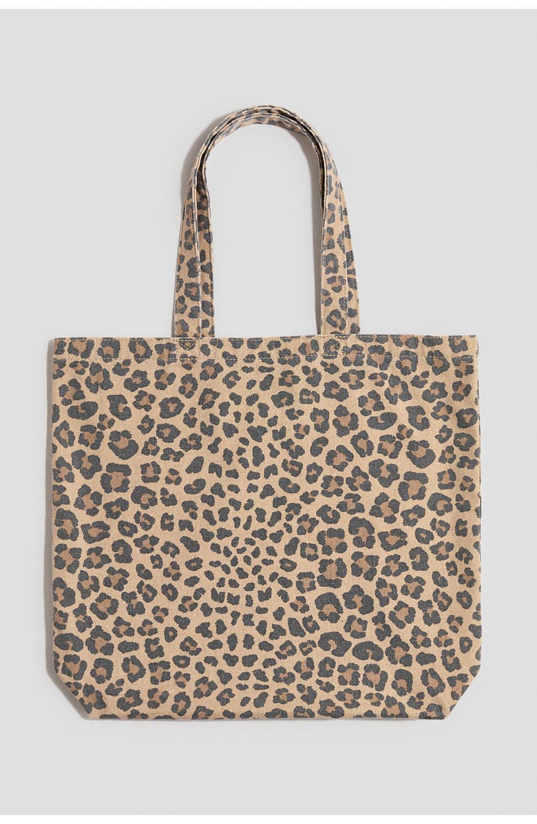 H&M Patterned Tote Bag, Main, color, Beige/Leopard Print