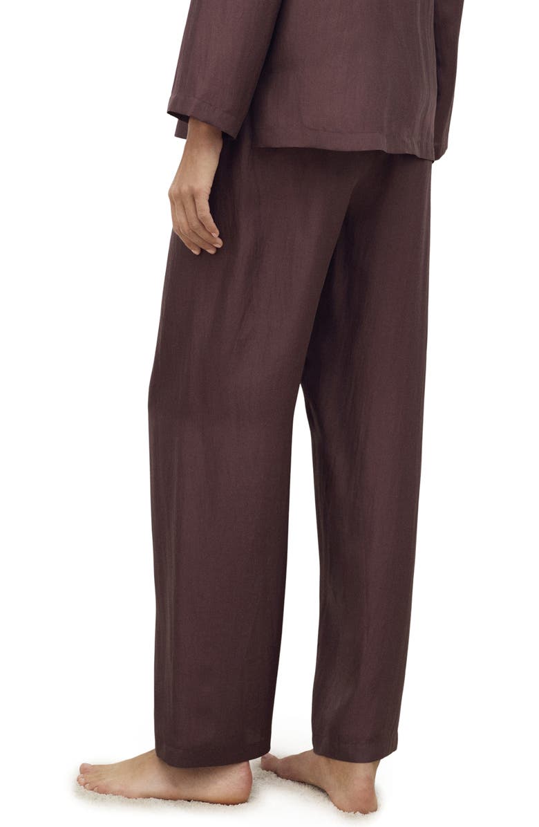 MANGO Habotai Silk Pajama Pants, Alternate, color, Blackberry
