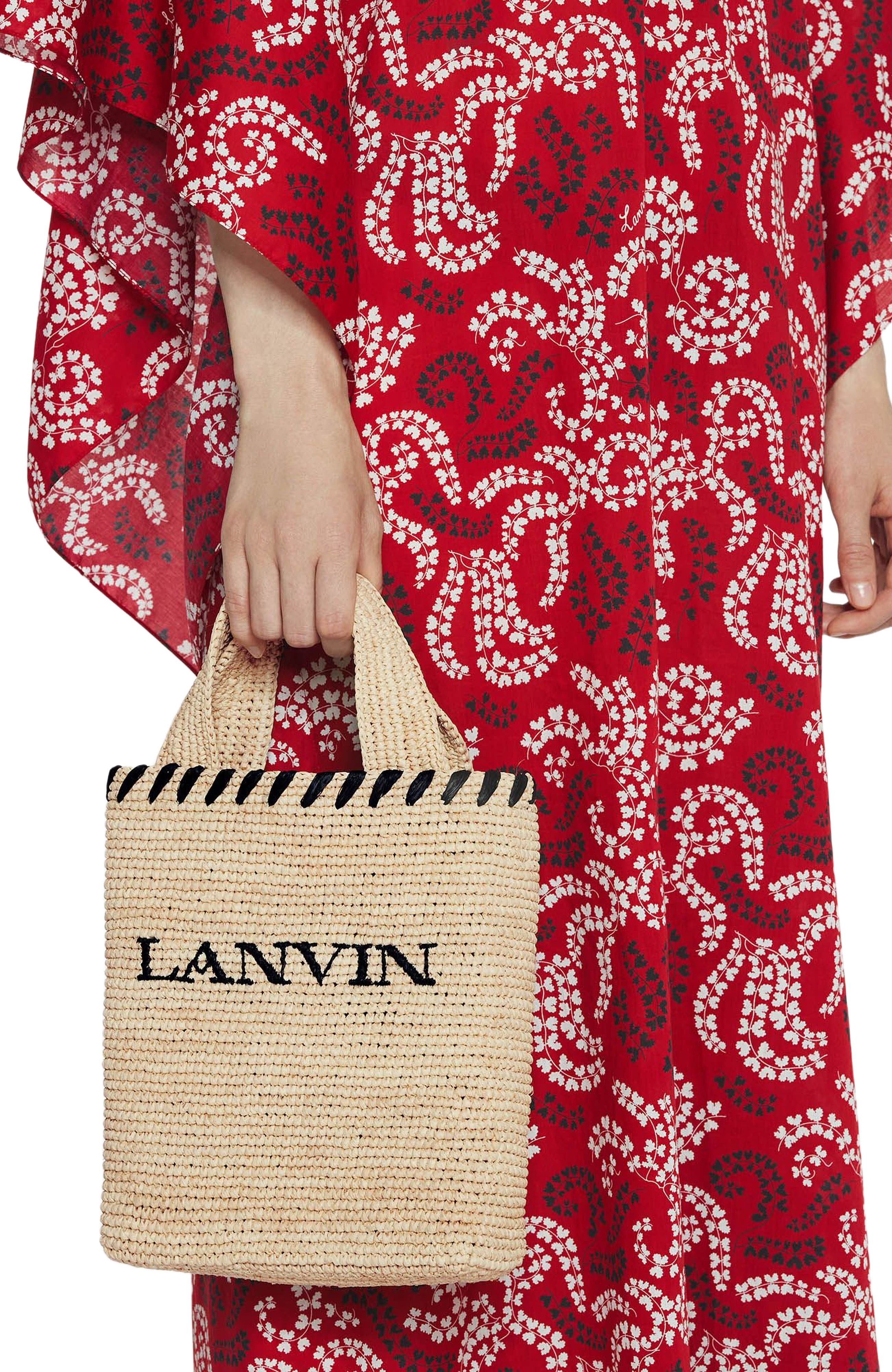 Lanvin Nano Raffia Tote Bag, Alternate, color, 