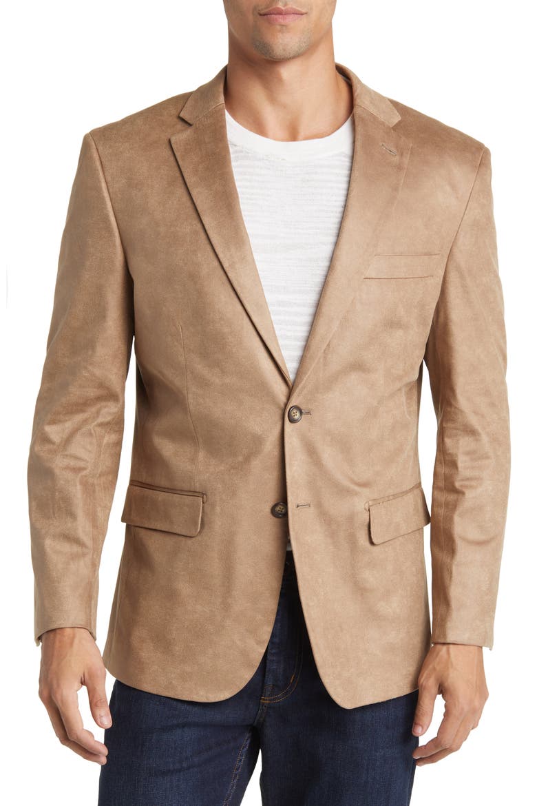 Norris Faux Suede Sport Coat, Main, color, BUTTERSCOTCH