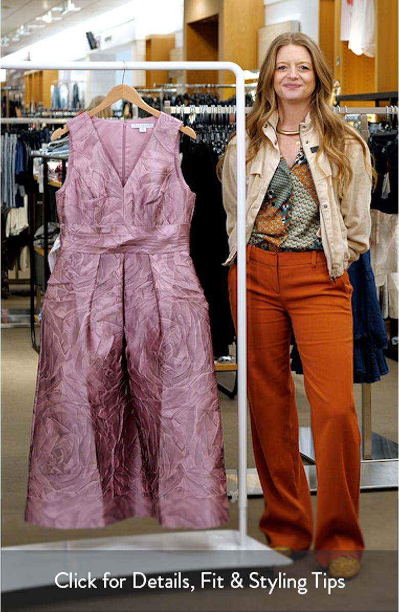 Odetta Floral Jacquard Sleeveless A-Line Cocktail Dress, sales video thumbnail