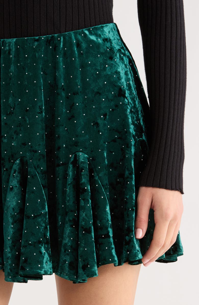 All in Favor Velvet Miniskirt, Alternate, color, Hunter Green