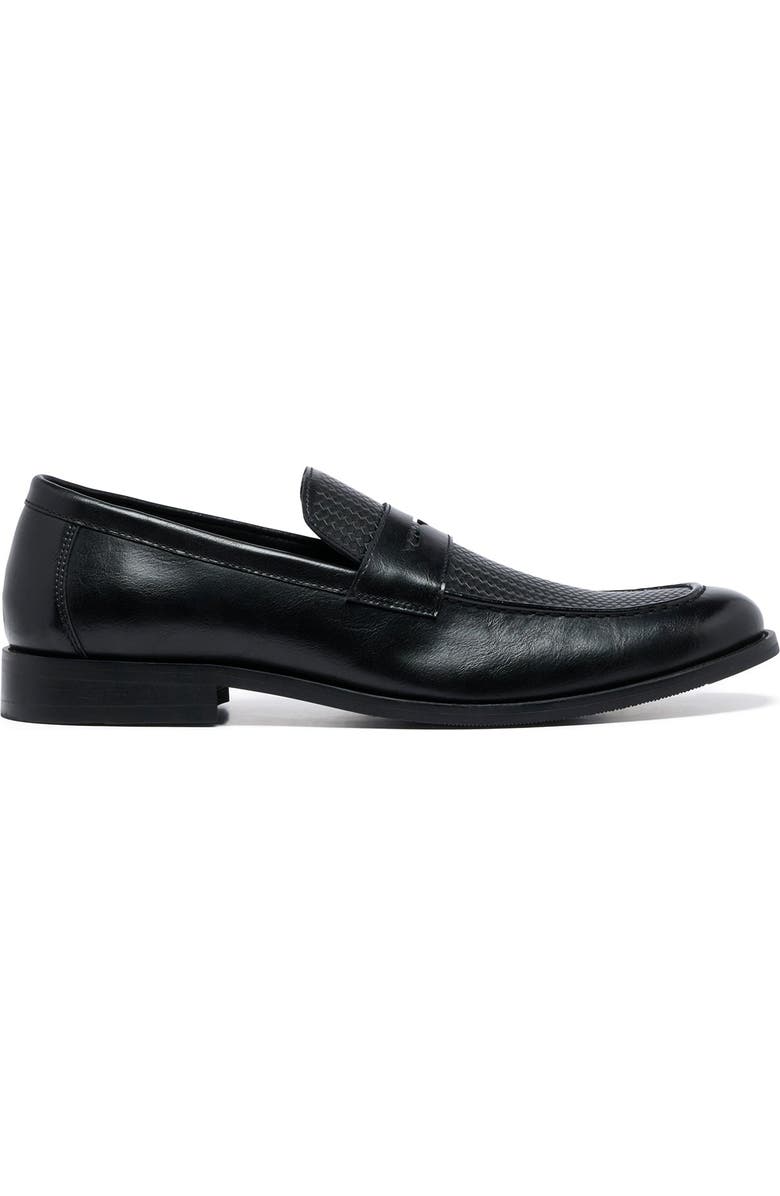 Uncut CLARKE Round Toe Penny Loafer, Main, color, Black Pu