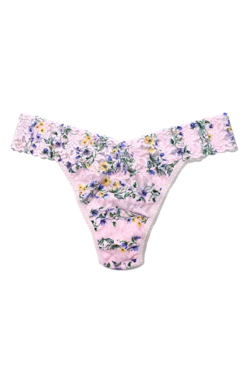 Hanky Panky Printed Signature Lace Original Rise Thong In Heirloom Pink
