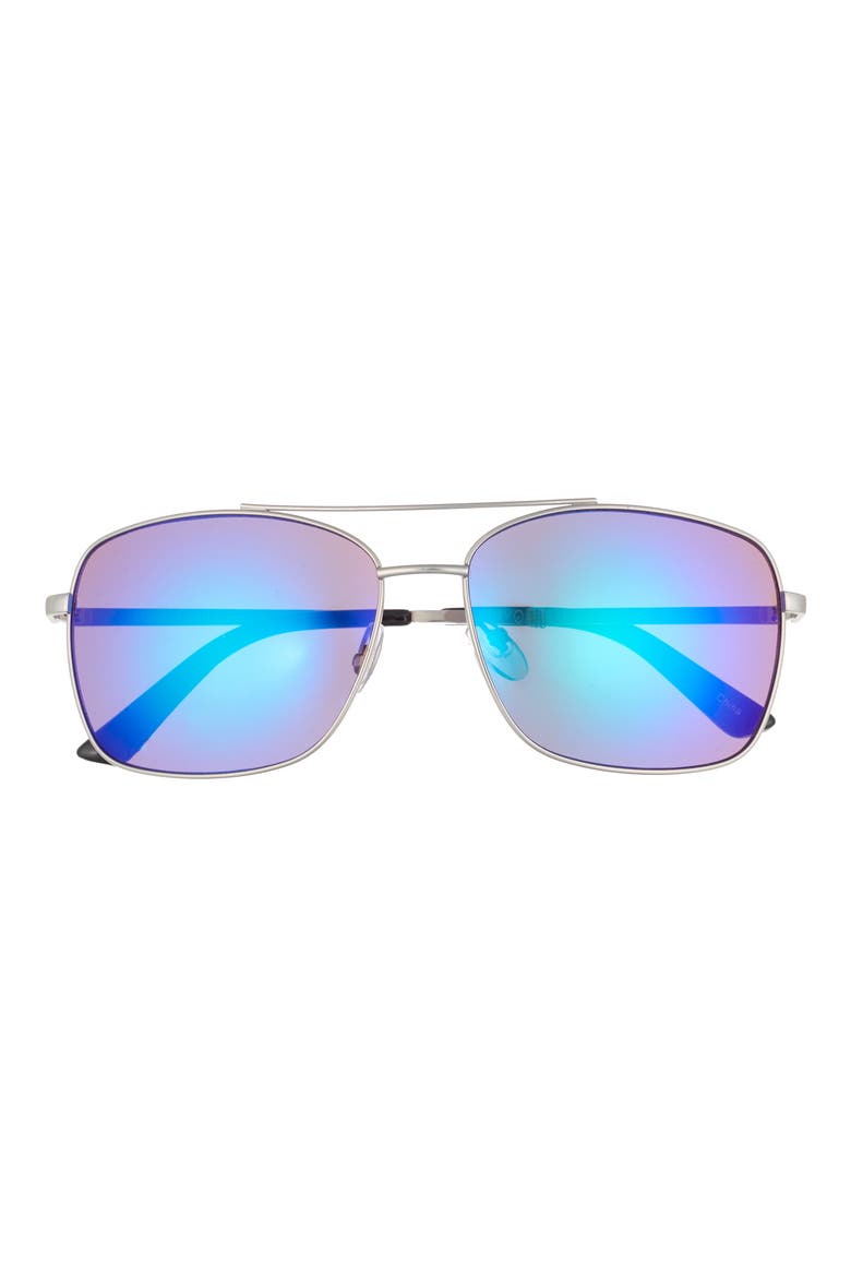 60mm Navigator Sunglasses, Main, color, SILVER