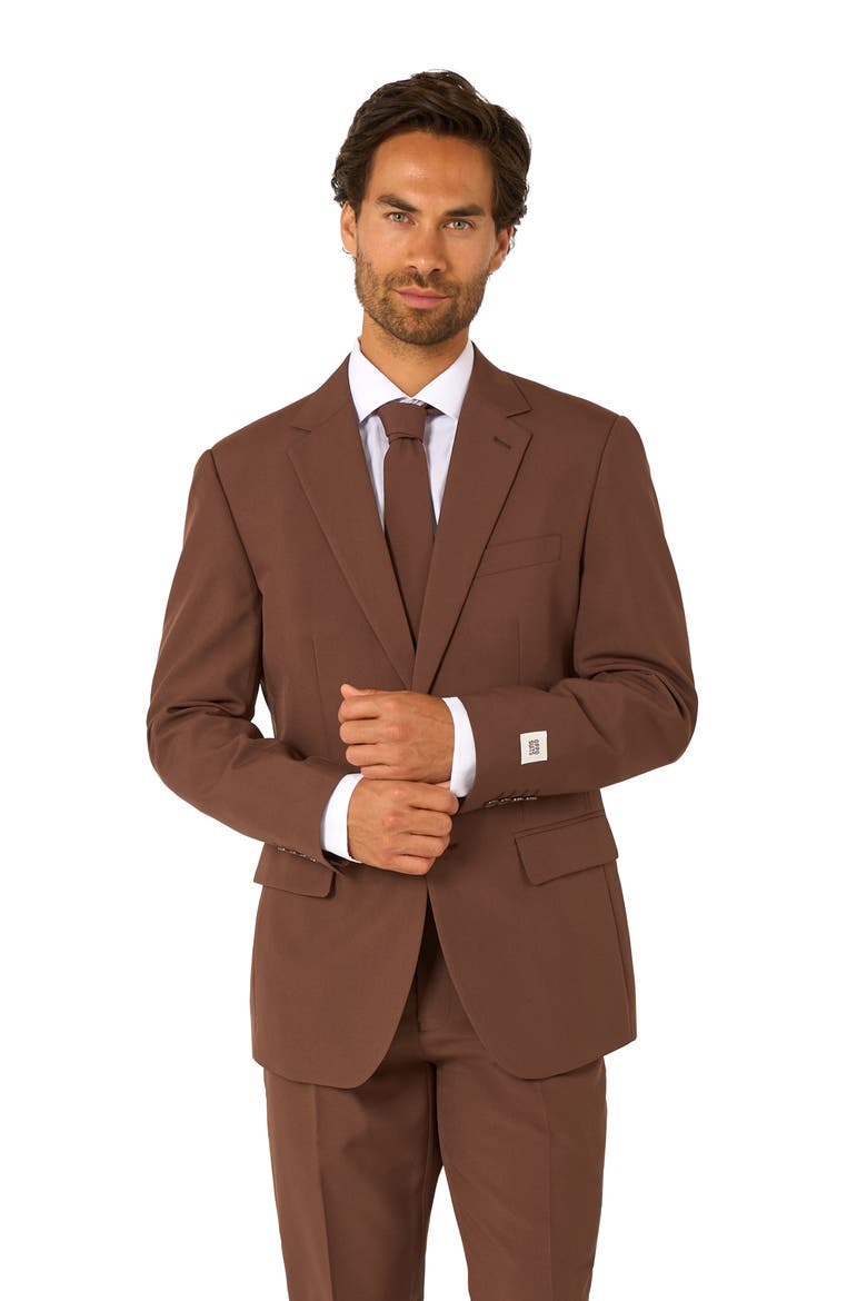 Bold Brown Slim Fit Two-Piece Suit & Tie Set, Alternate, color, BROWN