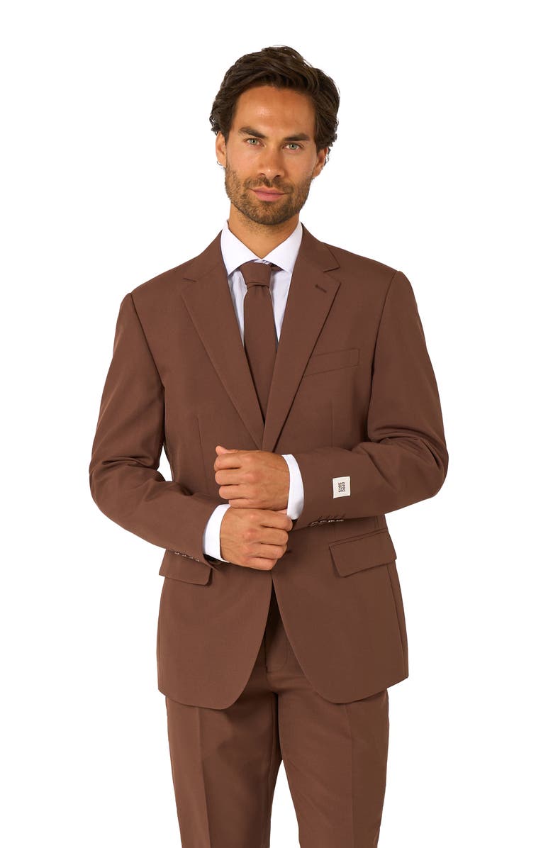 OppoSuits Bold Brown Slim Fit Two-Piece Suit & Tie Set, Alternate, color, Brown