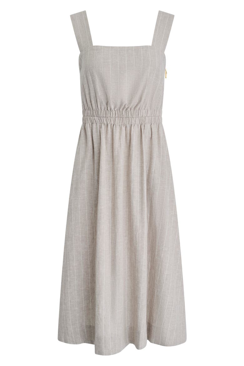 Stripe Linen Blend Midi Dress, Alternate, color, TUSCAN GREY