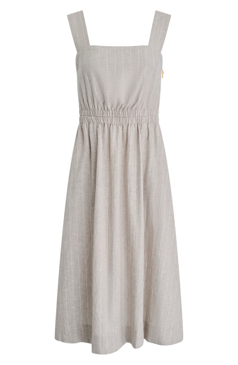 DONNA KARAN WEEKEND Stripe Linen Blend Midi Dress, Alternate, color, Tuscan Grey