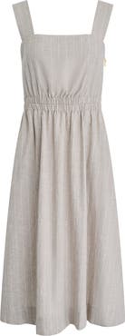 DONNA KARAN WEEKEND Stripe Linen Blend Midi Dress