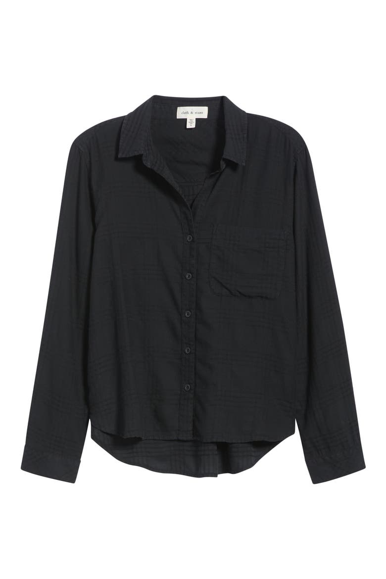 One-Pocket Button-Down Shirt, Alternate, color, BLACK