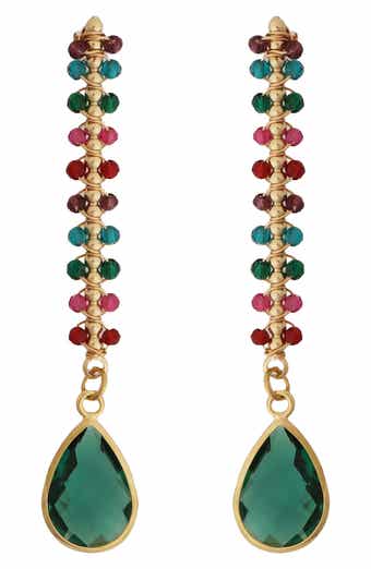Panacea Multicolor Crystal Teardrop Linear Earrings