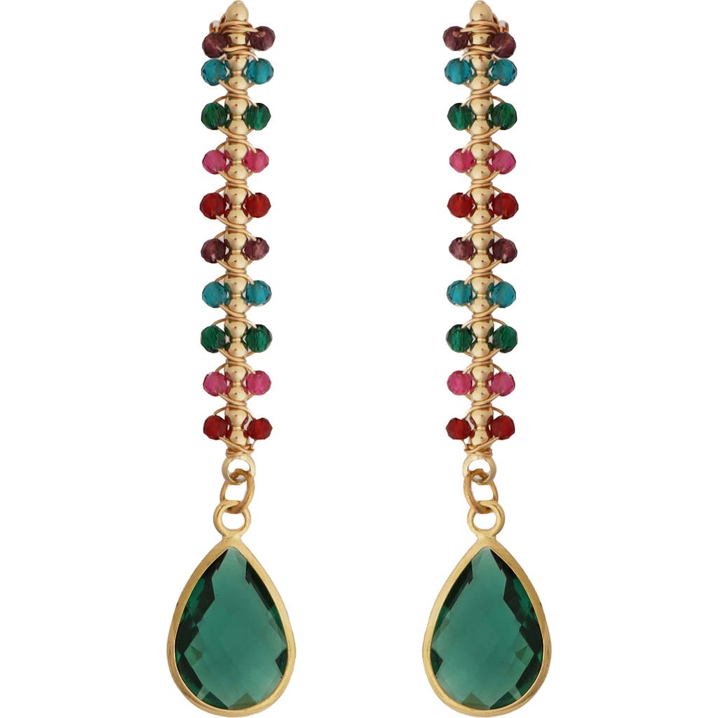 Panacea Multicolor Crystal Teardrop Linear Earrings In Green