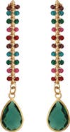Panacea Multicolor Crystal Teardrop Linear Earrings