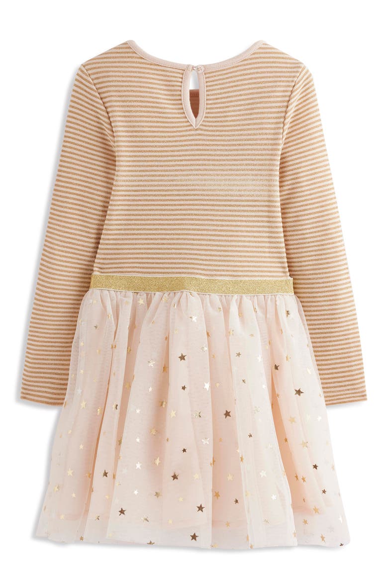 Kids' Metallic Stripe Tulle Skirt Dress, Alternate, color, SOFT IVORY/ GOLD CONFETTI
