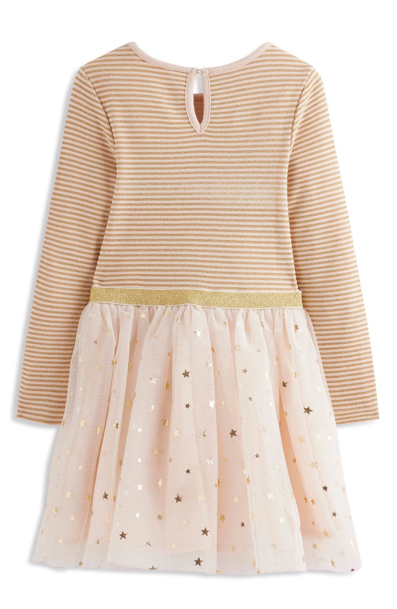 Mini Boden Kids' Metallic Stripe Tulle Skirt Dress, Alternate, color, Soft Ivory/ Gold Confetti