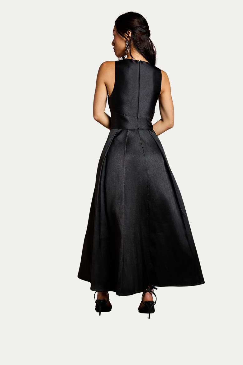 Halter Neck Fit & Flare Midi Dress, Alternate, color, Black