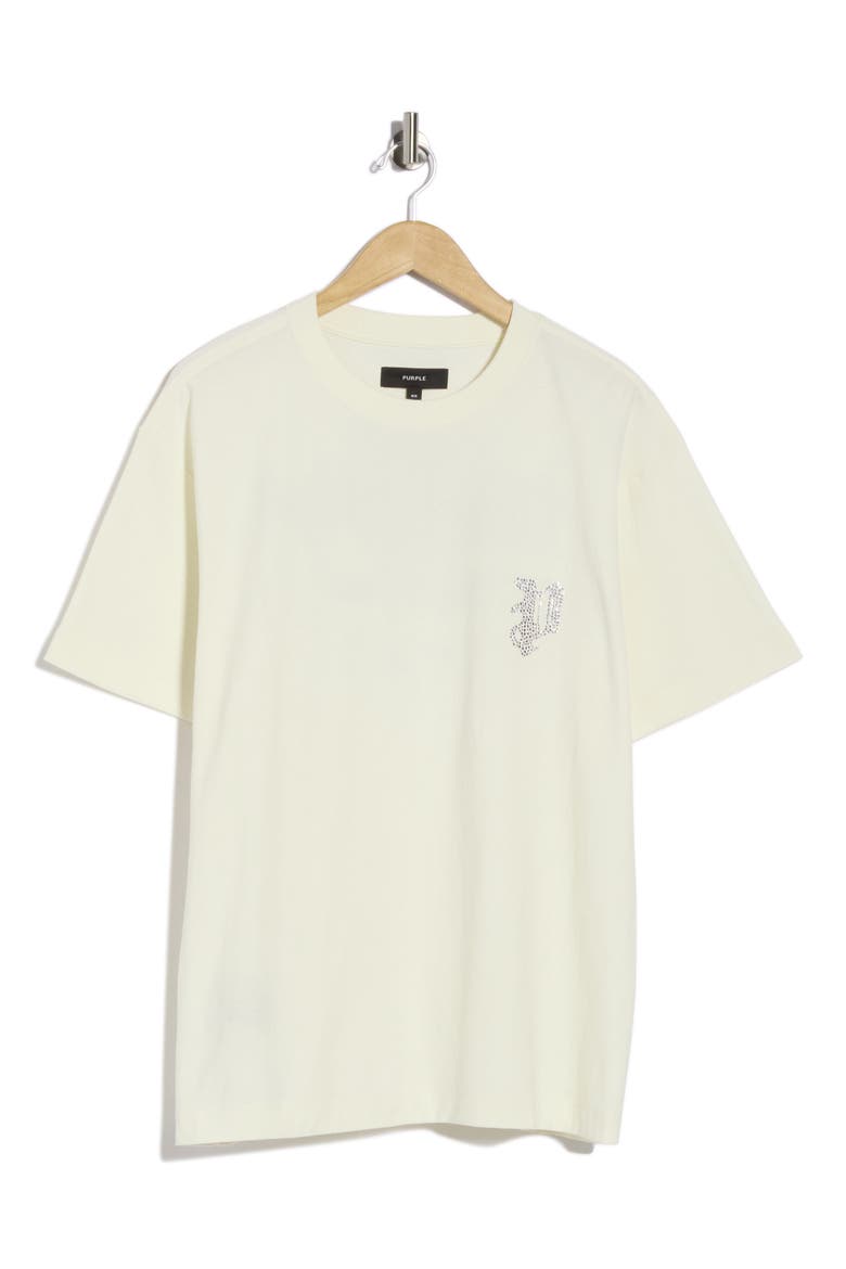 Rhinestone Logo Textured T-Shirt, Alternate, color, OFF WHITE