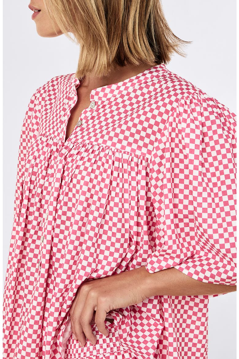 Anais Gathered Short Pajamas, Alternate, color, RASPBERRY