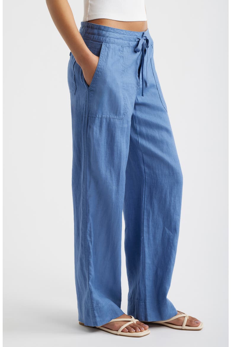Linen Wide Leg Pants, Alternate, color, CARSON BLUE
