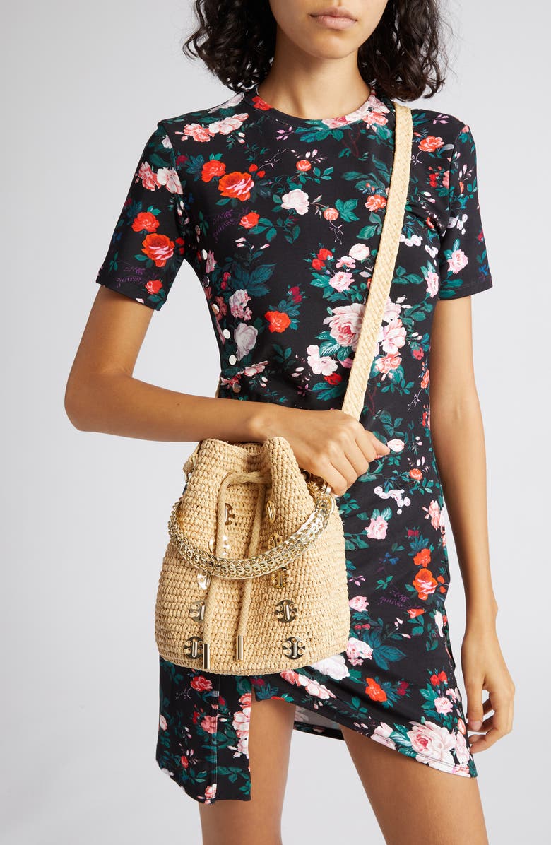 Rabanne Raffia Bucket Bag, Alternate, color,