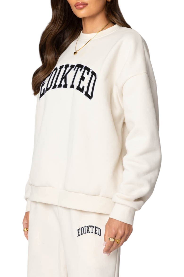 Babe Embroidered Oversize Fleece Sweatshirt, Alternate, color, CREAM