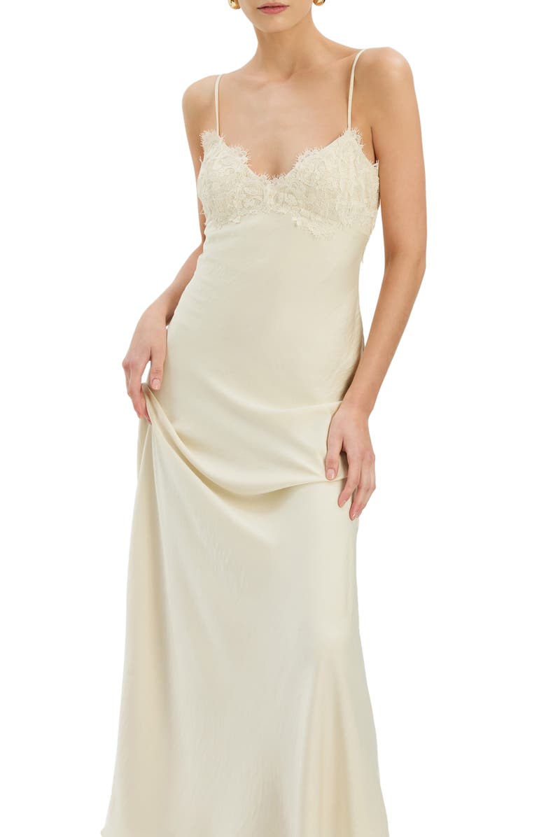 Bardot Elisan Lace Trim Slipdress, Alternate, color, Ivory