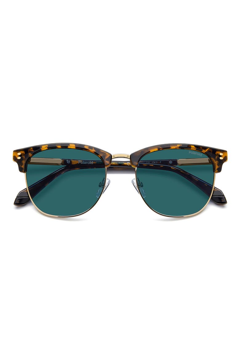 53mm Polarized Rectangular Sunglasses, Main, color, HAVANA/ BLUE