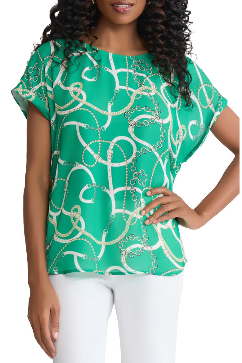 Chain Print Side Button Top, Main, color, KELLY MULTI