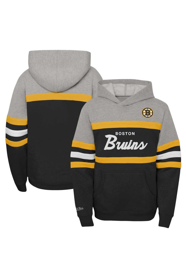 Youth Mitchell & Ness Black Boston Bruins Head Coach Pullover Hoodie, Main, color, Black