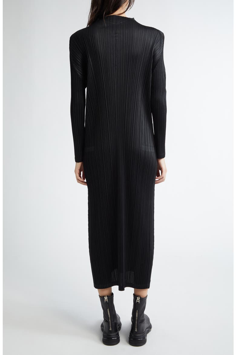 Monthly Colors January Pleated Long Sleeve Dress, Alternate, color, BLACK